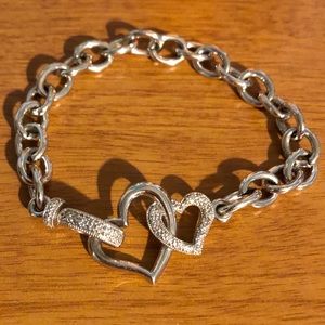 Silver Double Heart Link Bracelet
